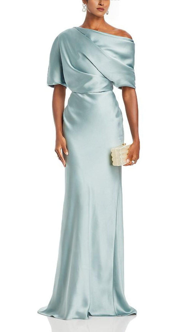 AIIZIE DRAPED SATIN ONE SHOULDER DRESS - product image