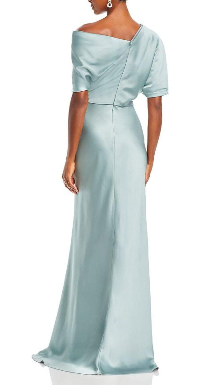 DRAPED SATIN ONE SHOULDER DRESS