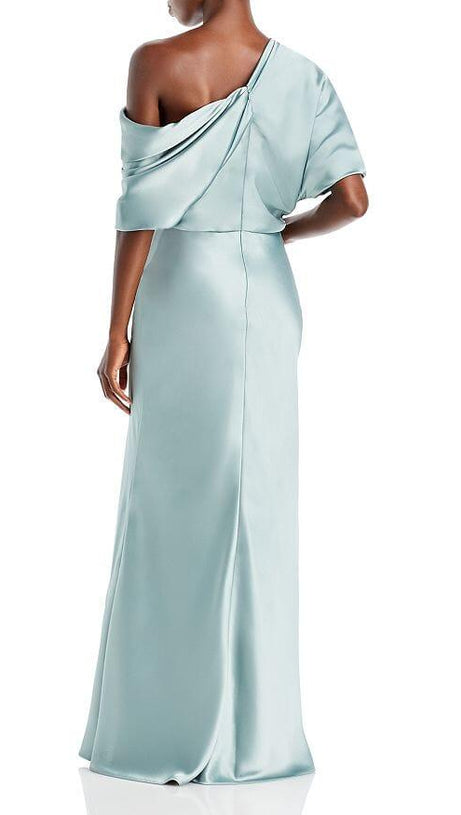 DRAPED SATIN ONE SHOULDER DRESS
