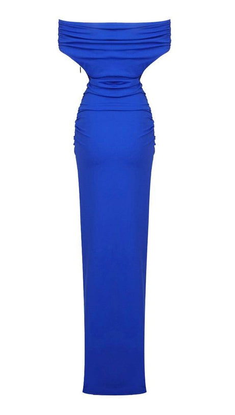 ABITO CORSETTO IN RASO SPACCATO BLU