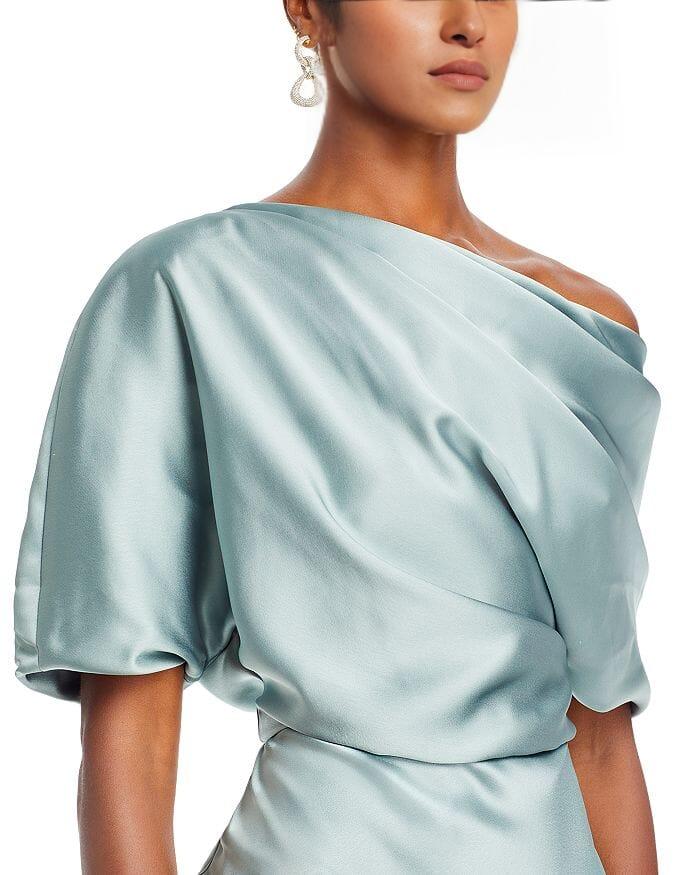 AIIZIE DRAPED SATIN ONE SHOULDER DRESS - product image