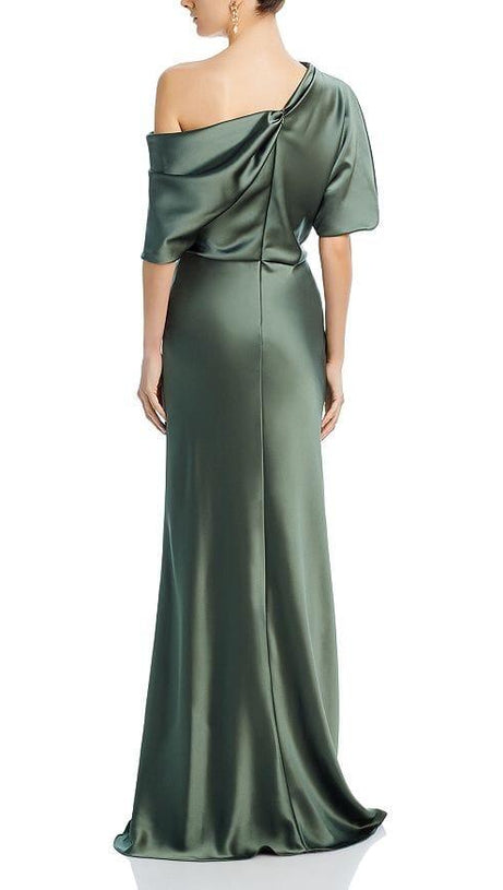 DRAPED SATIN ONE SHOULDER DRESS