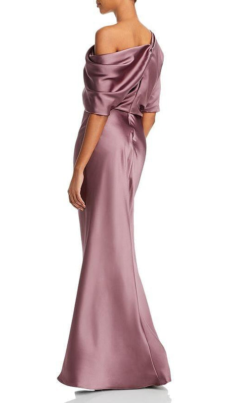 DRAPED SATIN ONE SHOULDER DRESS