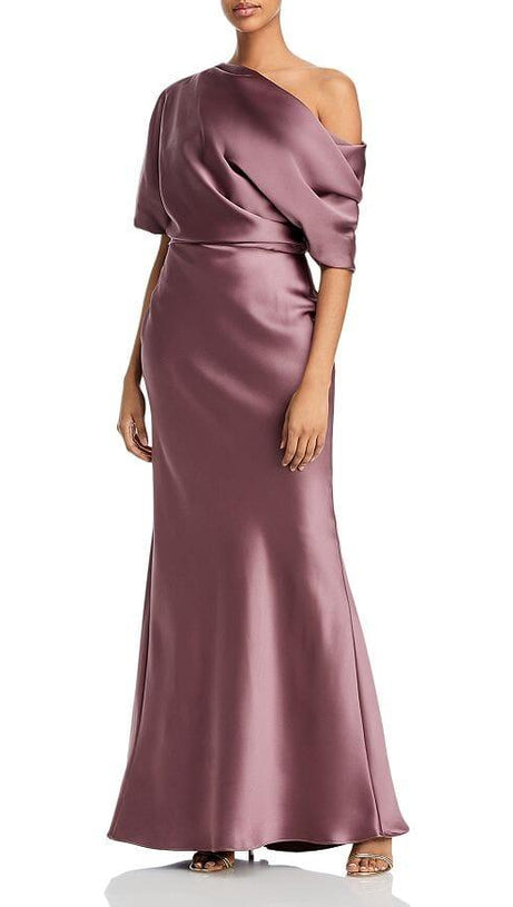 DRAPED SATIN ONE SHOULDER DRESS
