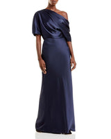 DRAPED SATIN ONE SHOULDER DRESS