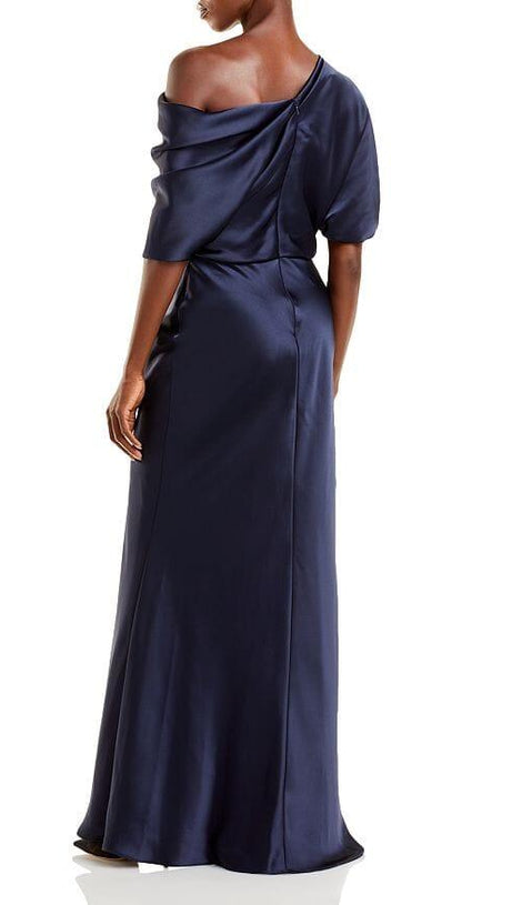 DRAPED SATIN ONE SHOULDER DRESS