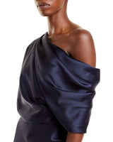 DRAPED SATIN ONE SHOULDER DRESS