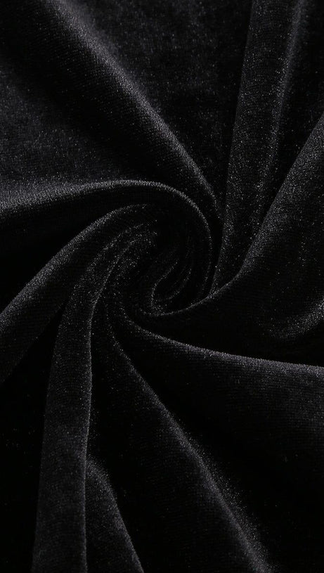 ELEGANTE ABITO LUNGO NERO SEXY CON SPACCO ALTO E SCOLLO A V