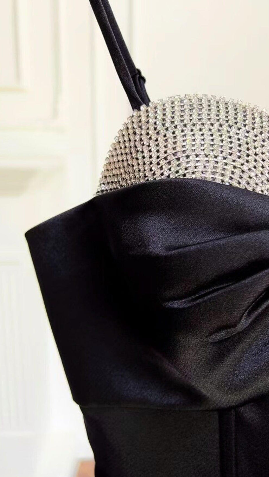 ELEGANT SUSPENDER MINI DRESS IN BLACK