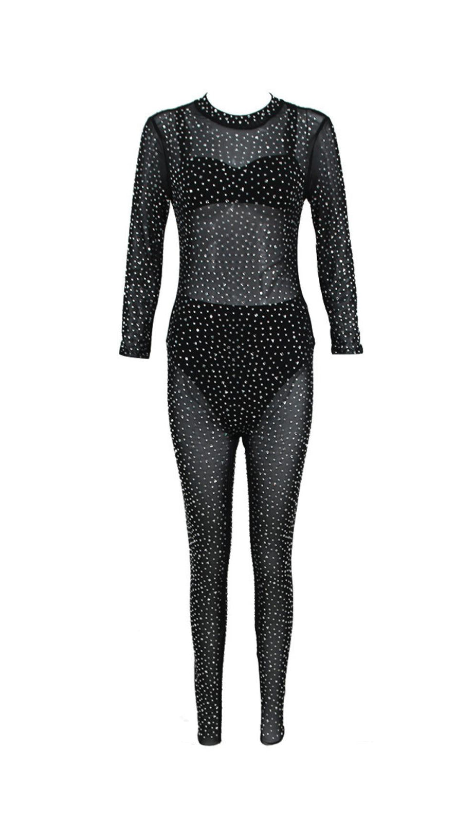 EMBELLISHED JUMPSUIT IN BLACK