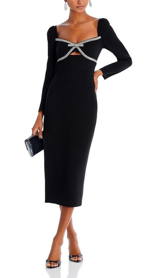 AIIZIE EMBELLISHED LONG SLEEVE MIDI SHEATH DRESS - product image