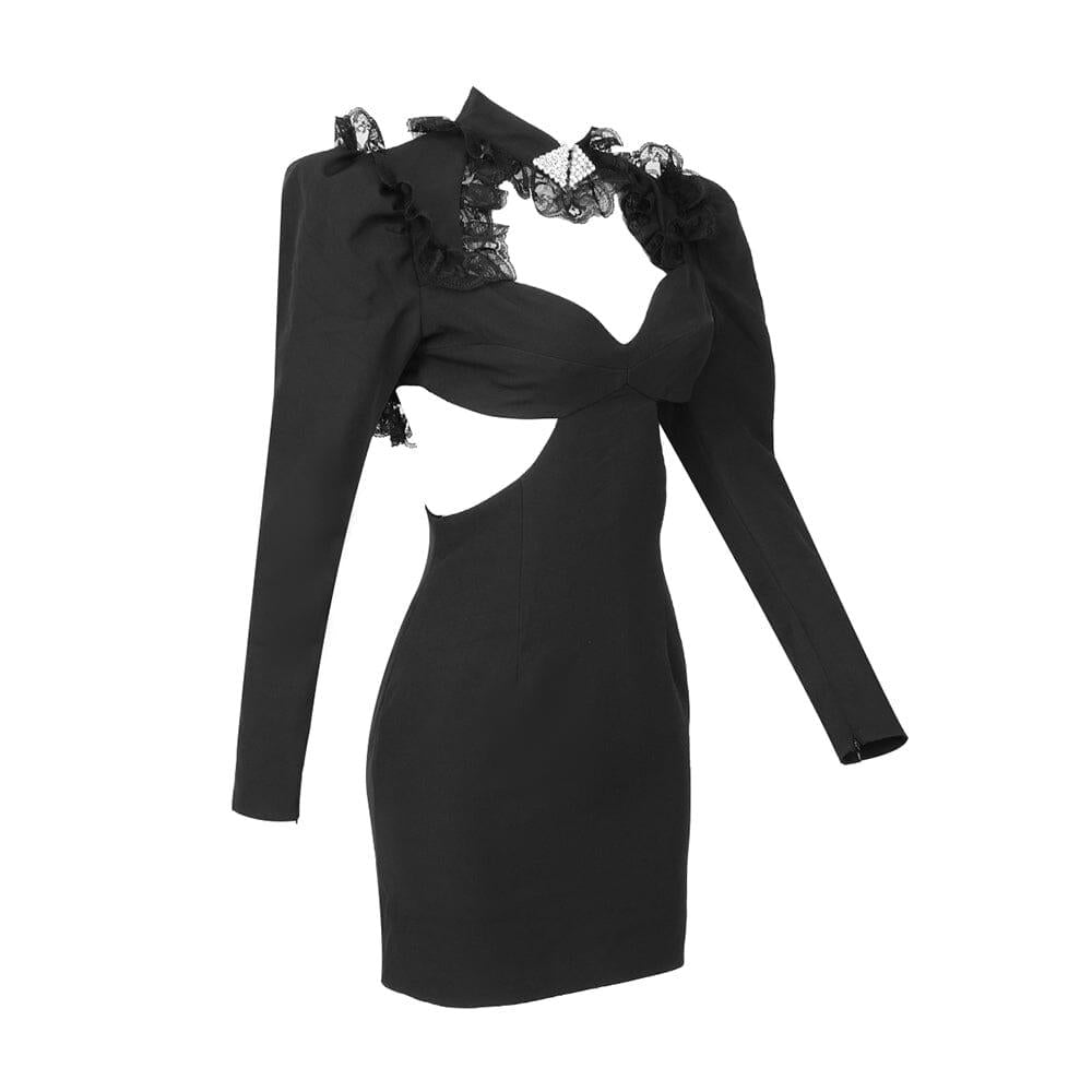 AIIZIE LACE HOLLOW OUT MINI DRESS IN BLACK - product image