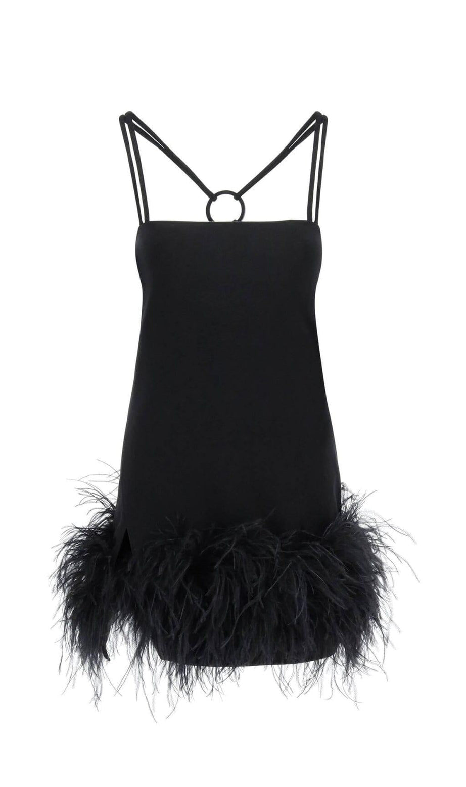 MINI ABITO NERO CON PIUME