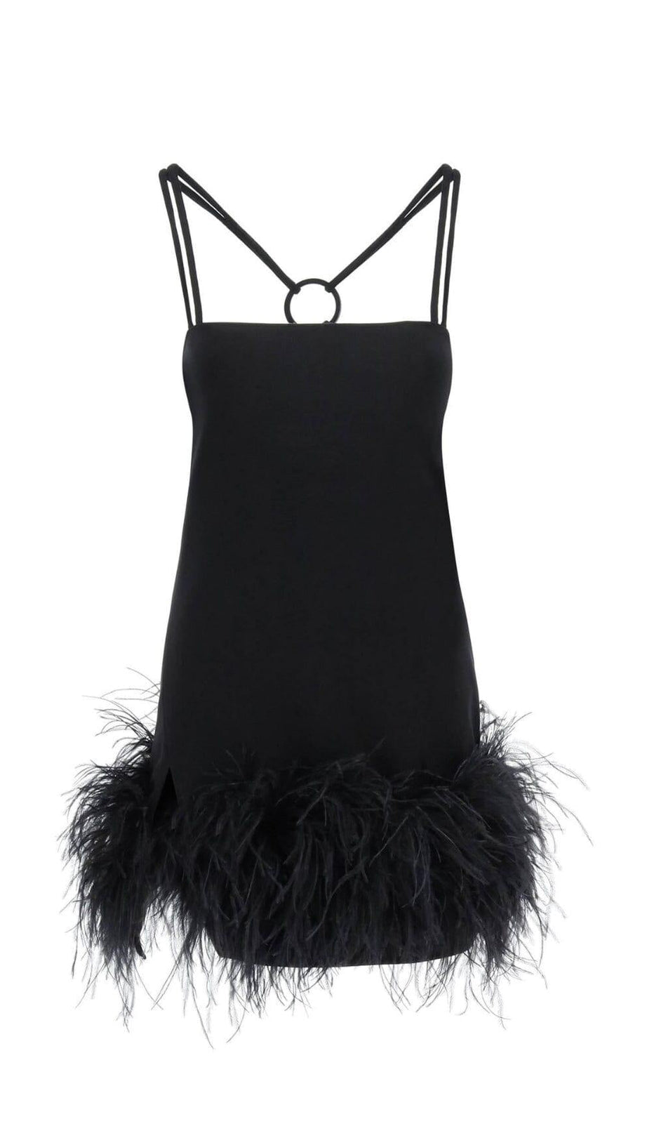 FEATHER BLACK MINI DRESS