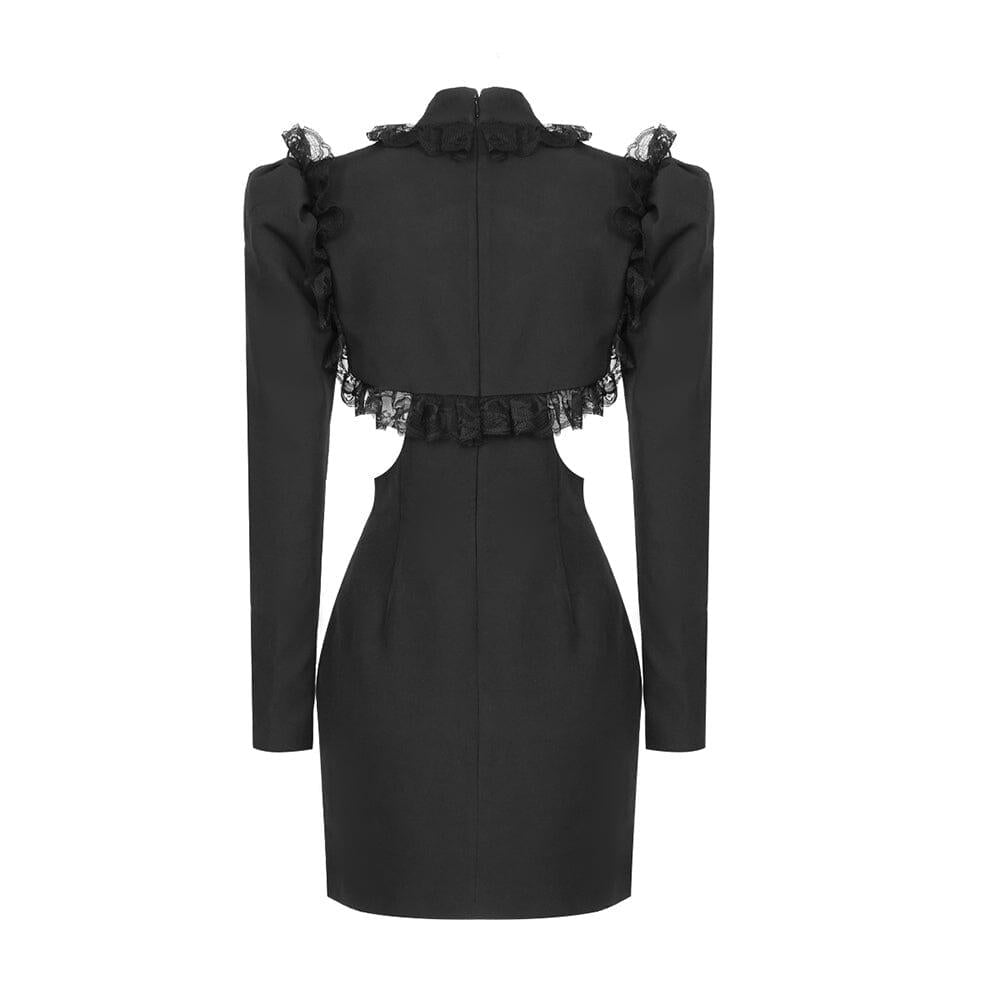 AIIZIE LACE HOLLOW OUT MINI DRESS IN BLACK - product image