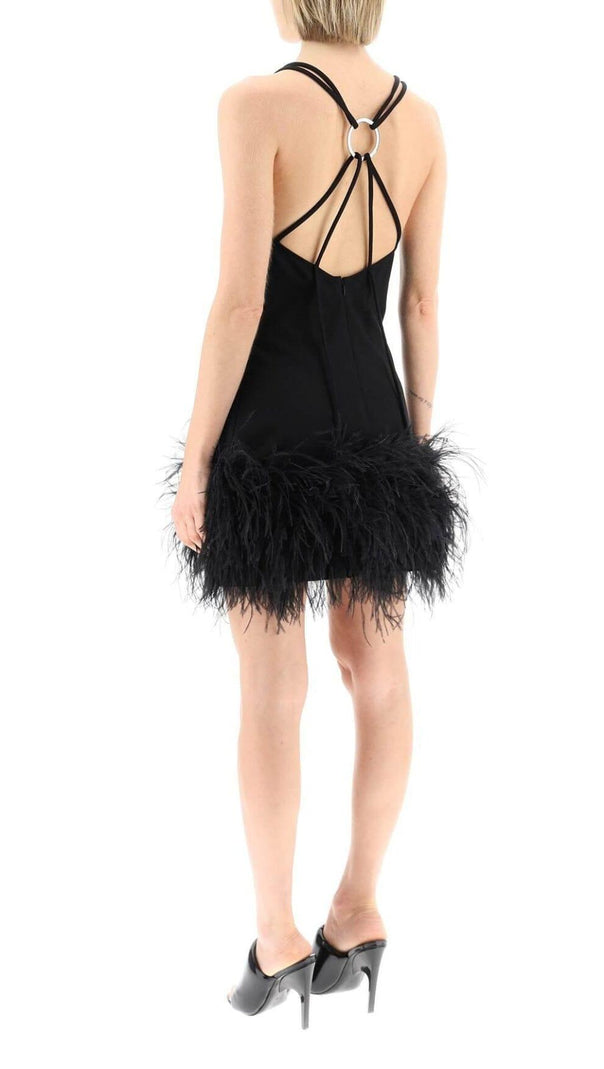 AIIZIE FEATHER BLACK MINI DRESS - product image
