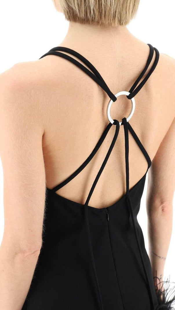 AIIZIE FEATHER BLACK MINI DRESS - product image