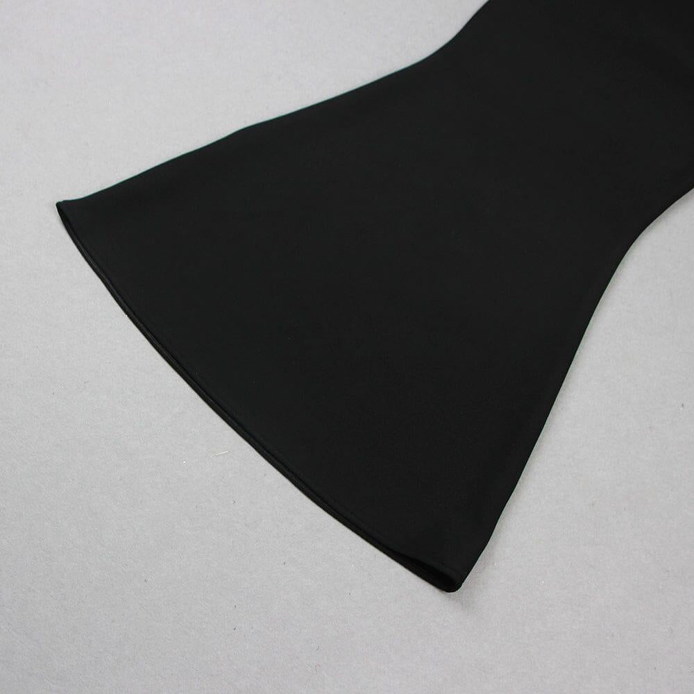 AIIZIE FEATHER OFF SHOULDER MERMAID MAXI DRESS BLACK - product image