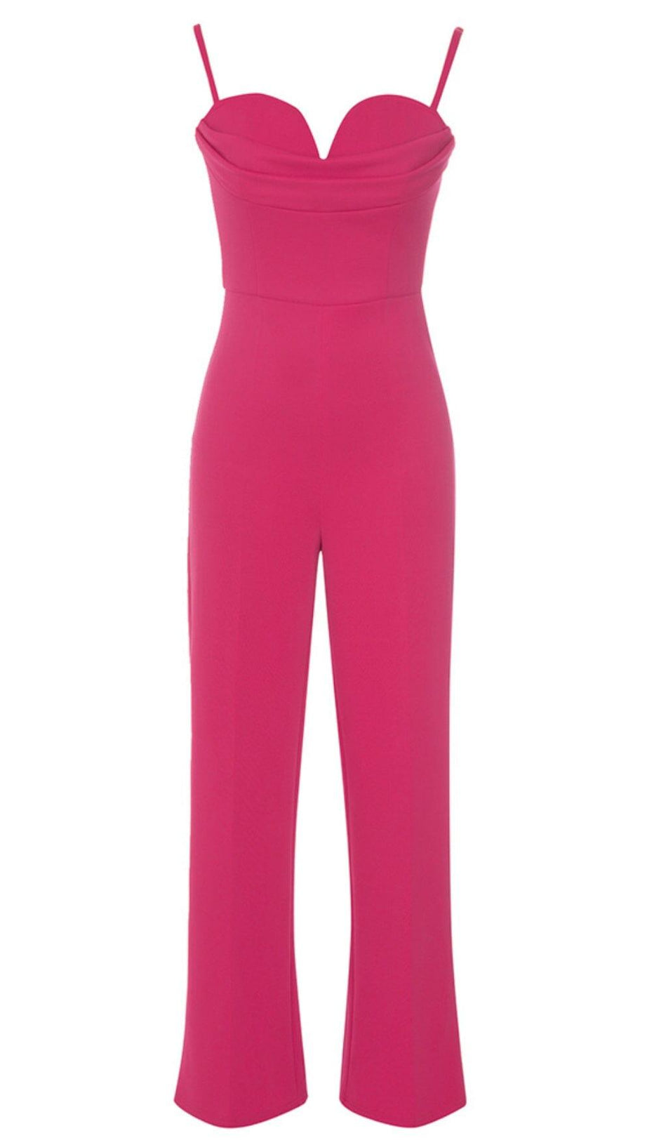BANDAGE V NECK JUMPSUIT IN ROSE RED