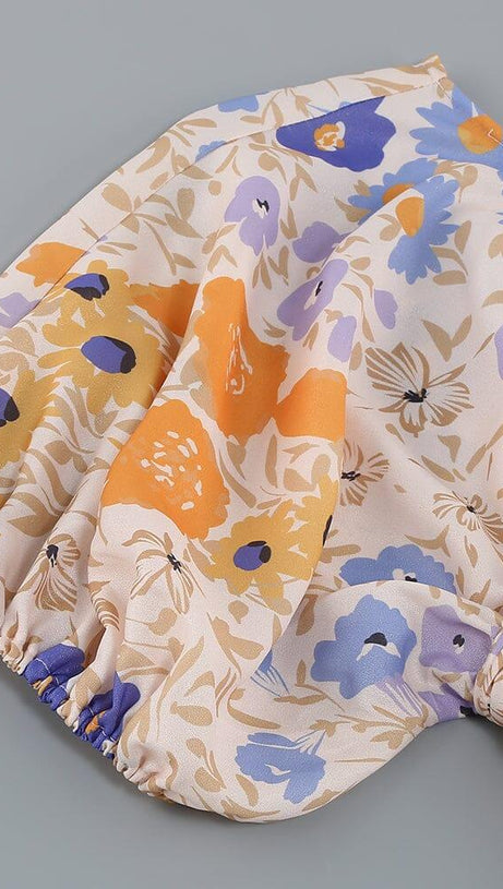 FLORAL PUFF SLEEVE V-NECK MAXI DRESS