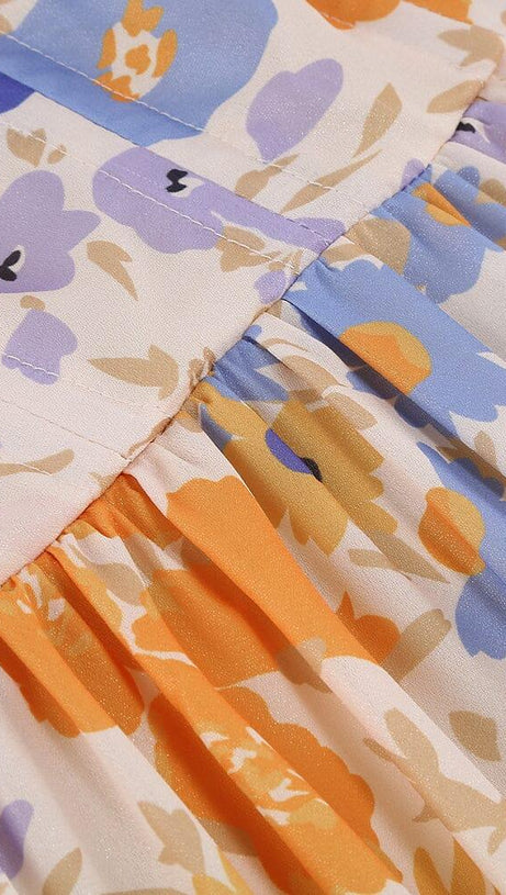 FLORAL PUFF SLEEVE V-NECK MAXI DRESS