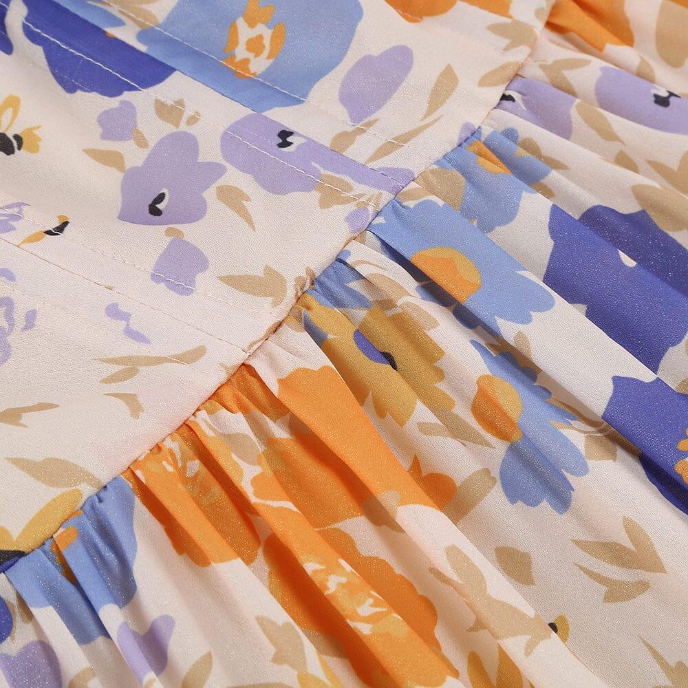 AIIZIE FLORAL PUFF SLEEVE V-NECK MAXI DRESS - product image