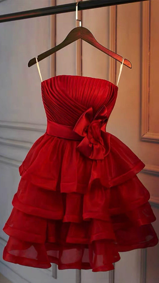 AIIZIE FLOUNCED MINI DRESS IN RED - product image