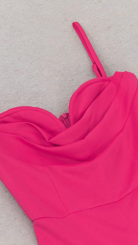 BANDAGE V NECK JUMPSUIT IN ROSE RED