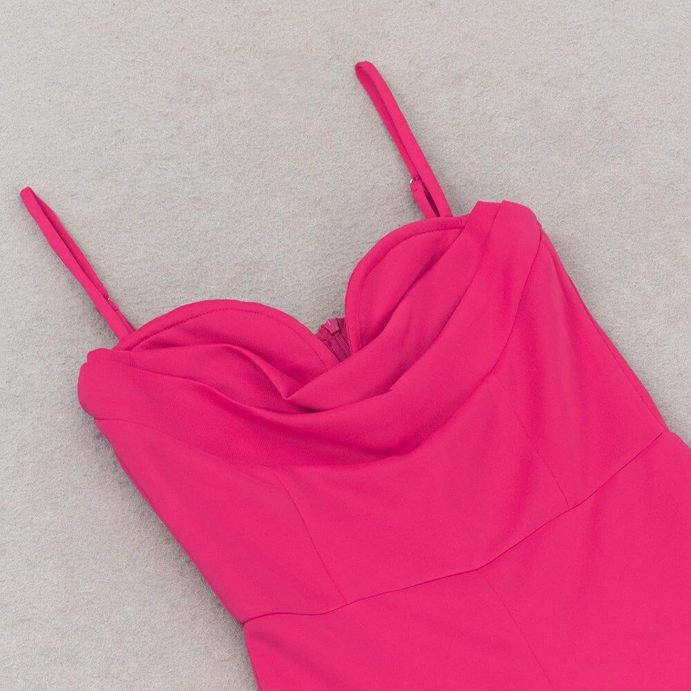 AIIZIE BANDAGE V NECK JUMPSUIT IN ROSE RED - product image