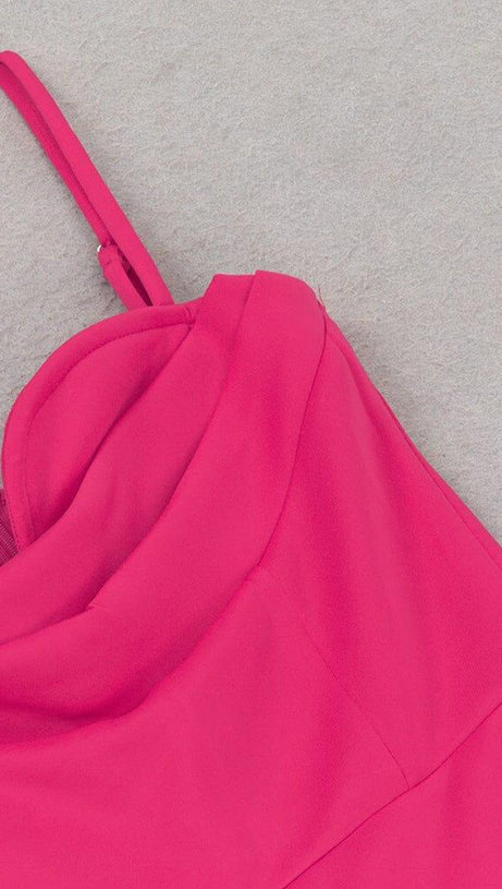 BANDAGE V NECK JUMPSUIT IN ROSE RED