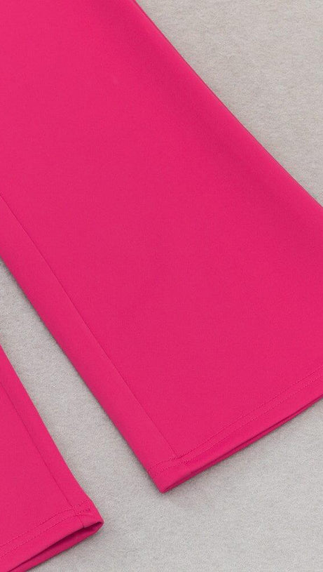 BANDAGE V NECK JUMPSUIT IN ROSE RED