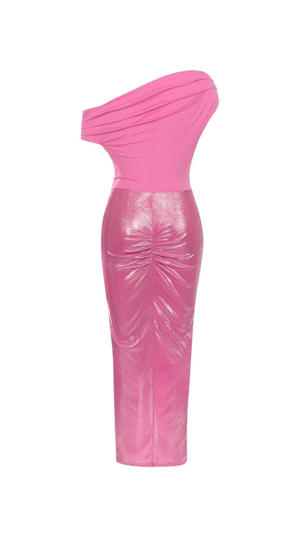 ABITO ROSA CON SPACCHI E RUCHES