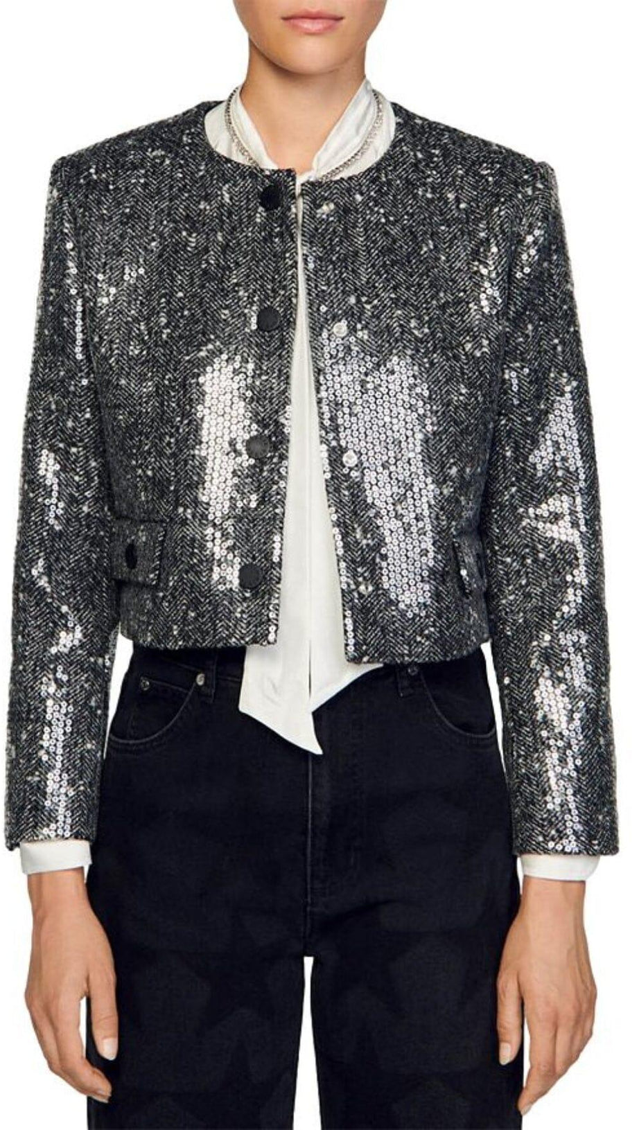 FUNN SEQUINED CROPPED JACKET