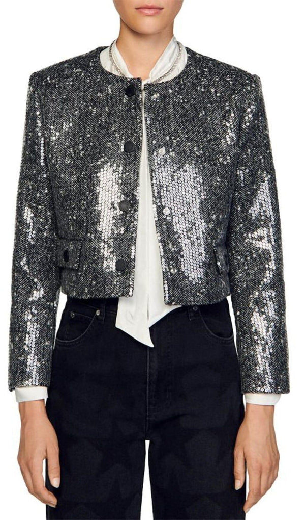 FUNN SEQUINED CROPPED JACKET