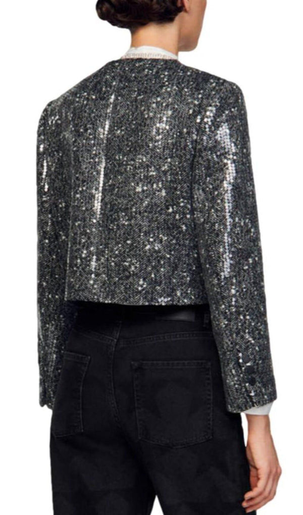 FUNN SEQUINED CROPPED JACKET