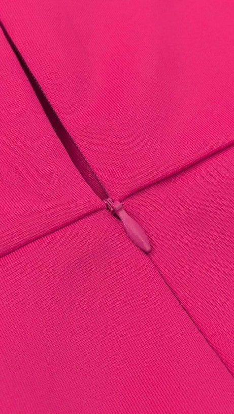 BANDAGE V NECK JUMPSUIT IN ROSE RED