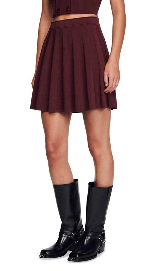 AIIZIE GLASS PLEATED RIBBED KNIT SKIRT - product image