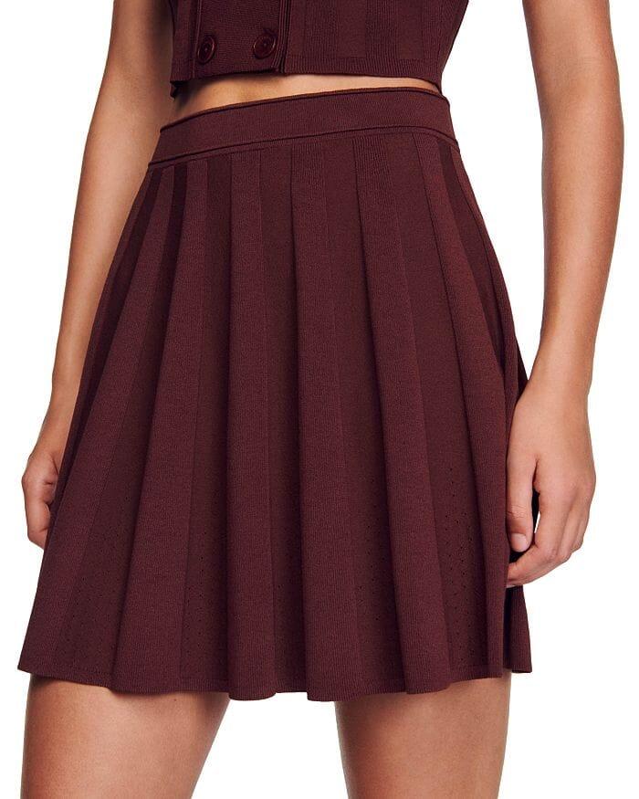 AIIZIE GLASS PLEATED RIBBED KNIT SKIRT - product image