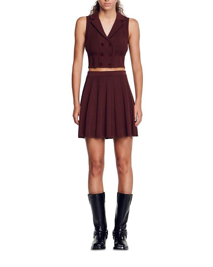 AIIZIE GLASS PLEATED RIBBED KNIT SKIRT - product image