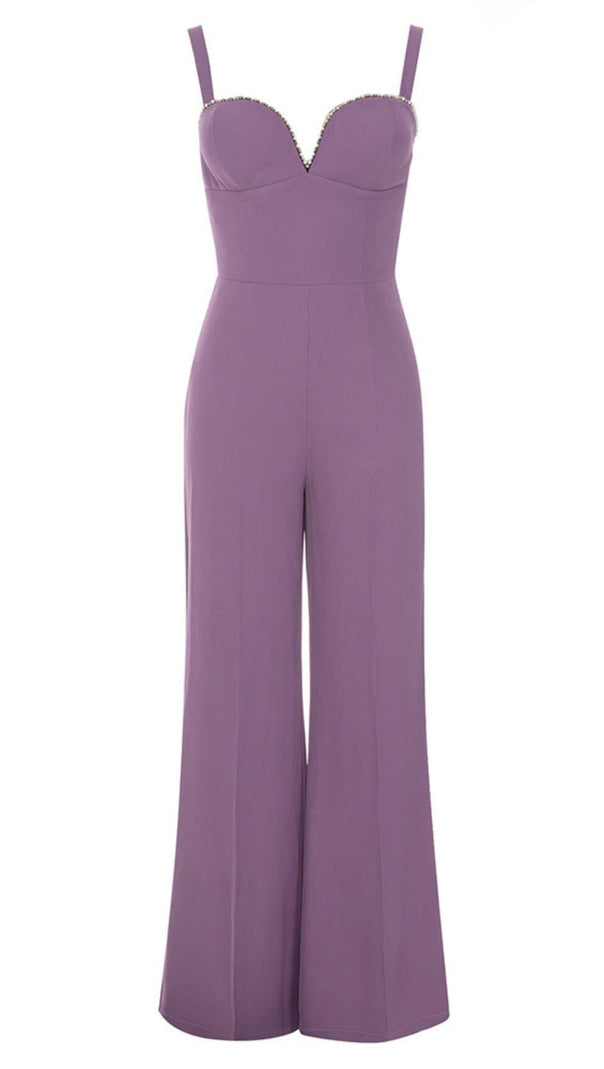 AIIZIE V NECK DIAMOND JUMPSUIT IN PURPLE - product image