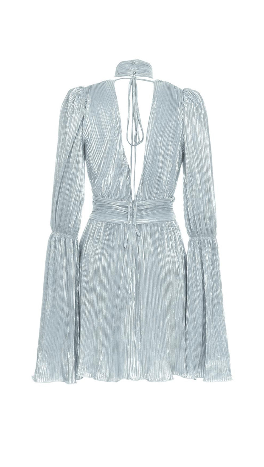 MINI ABITO LARGO IN RETE GRIGIA CON SCOLLO A V E VITA SOTTILE