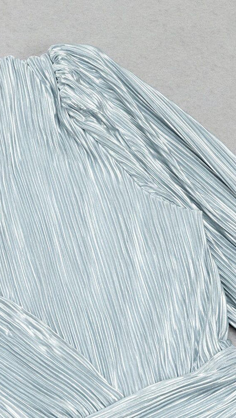 MINI ABITO LARGO IN RETE GRIGIA CON SCOLLO A V E VITA SOTTILE