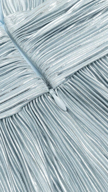 MINI ABITO LARGO IN RETE GRIGIA CON SCOLLO A V E VITA SOTTILE