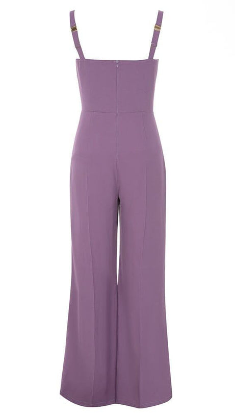 V NECK DIAMOND JUMPSUIT IN PURPLE