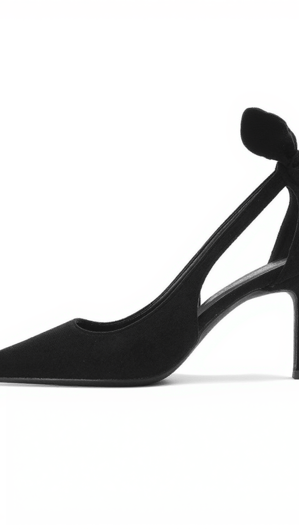 AIIZIE ESMAL BOW HOLLOW HEELS IN BLACK - product image