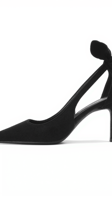 Esmal – Absatzschuhe mit Schleife und Hohlsaum in Schwarz