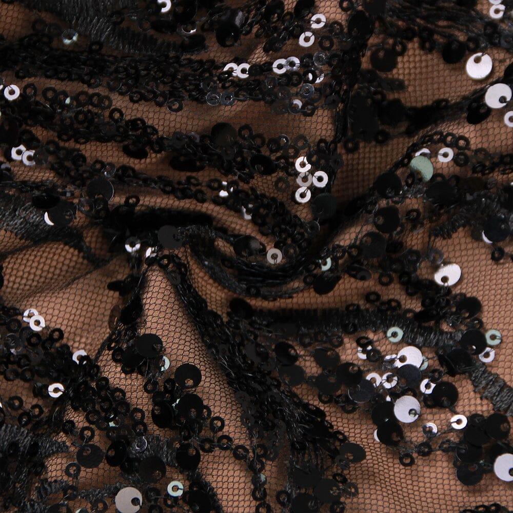 AIIZIE BLACK SEXY BACKLESS SEQUINED FEATHER JUMPSUIT - product image