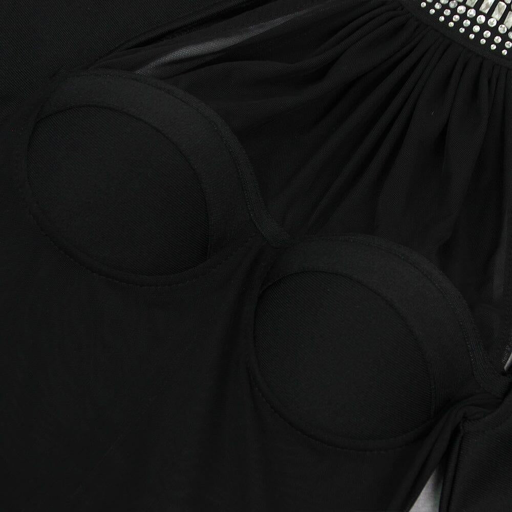 AIIZIE BLACK SHEER CRYSTAL HALTER MINI DRESS - product image