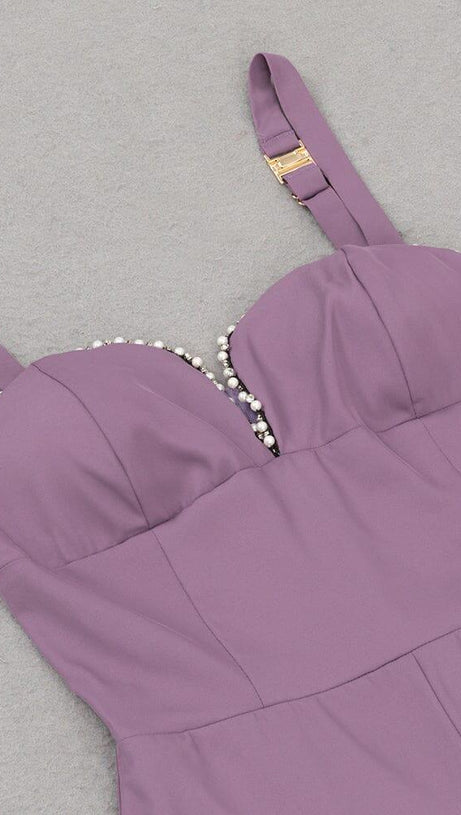 V NECK DIAMOND JUMPSUIT IN PURPLE
