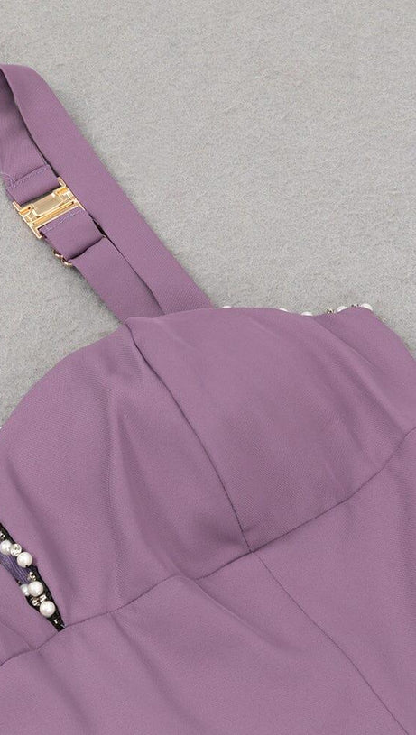 V NECK DIAMOND JUMPSUIT IN PURPLE
